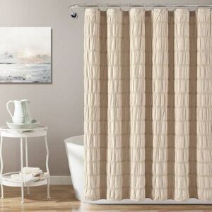 Lush Decor - Waffle Striped Woven Cotton Shower Curtain Beige - Beige